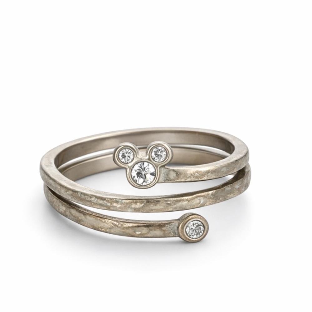 Disney Silver Wrap Ring with Crystal Mickey Mouse Size 7